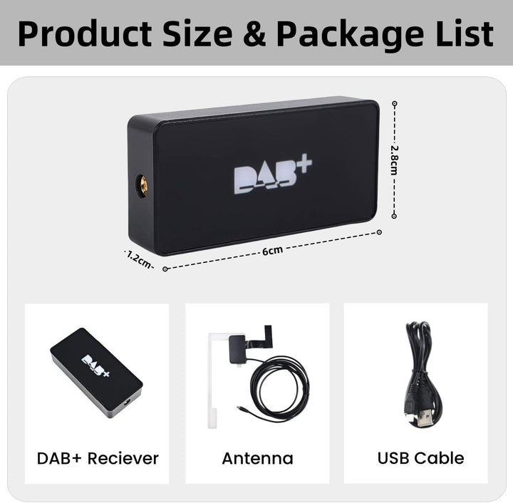 DAB/DAB+ Radioempfänger für Android Autoradio, Digital DAB Autoradio Adapter USB Dongle DAB Adapter
