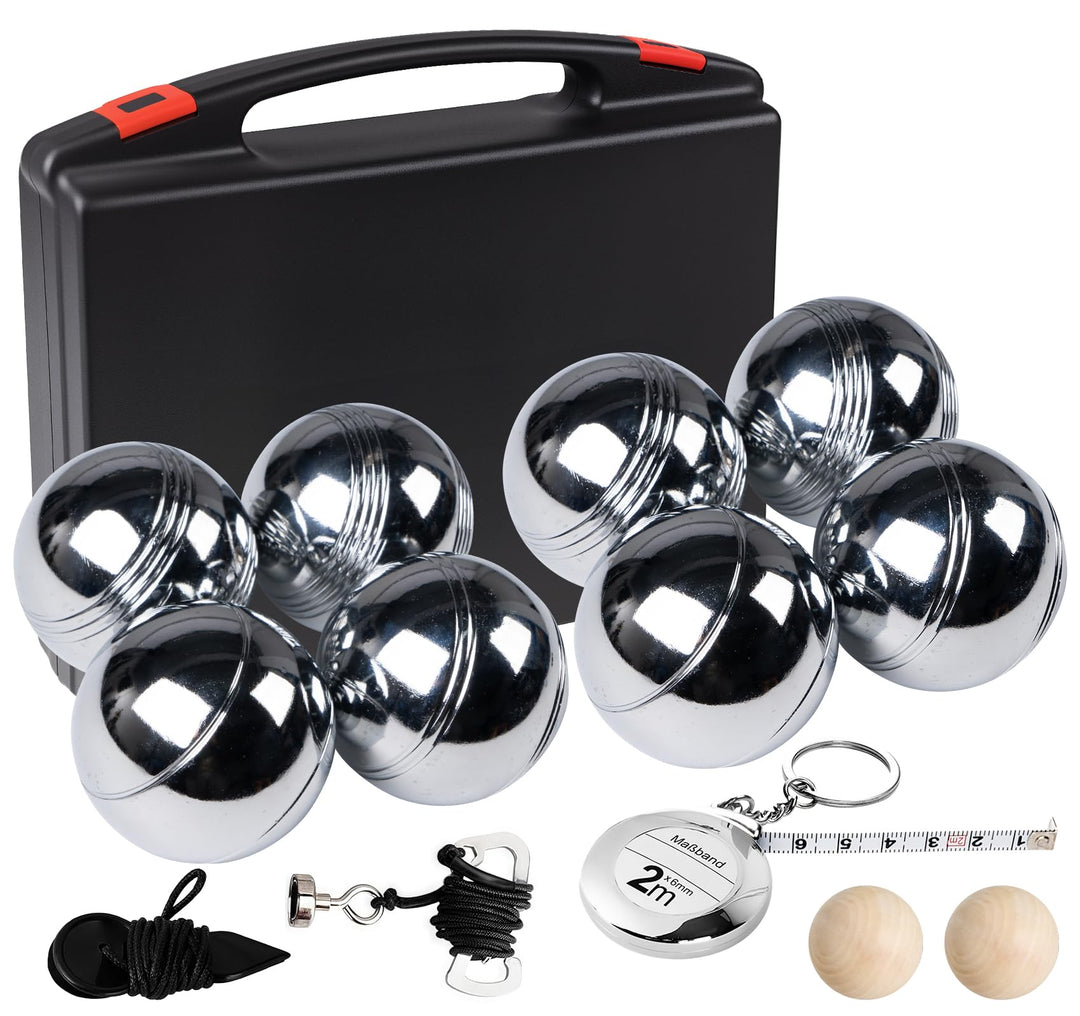 Boule Set mit Gravur/Ohne Gravur,Personalisierte Boule Set mit Tragetasche/Hartschalenkoffer, 6/8 Bo
