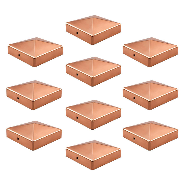 Baumarktplus 10x Pfostenkappe Kupfer Abdeckkappe für Pfosten Pyramide 101 mm 10x10 cm