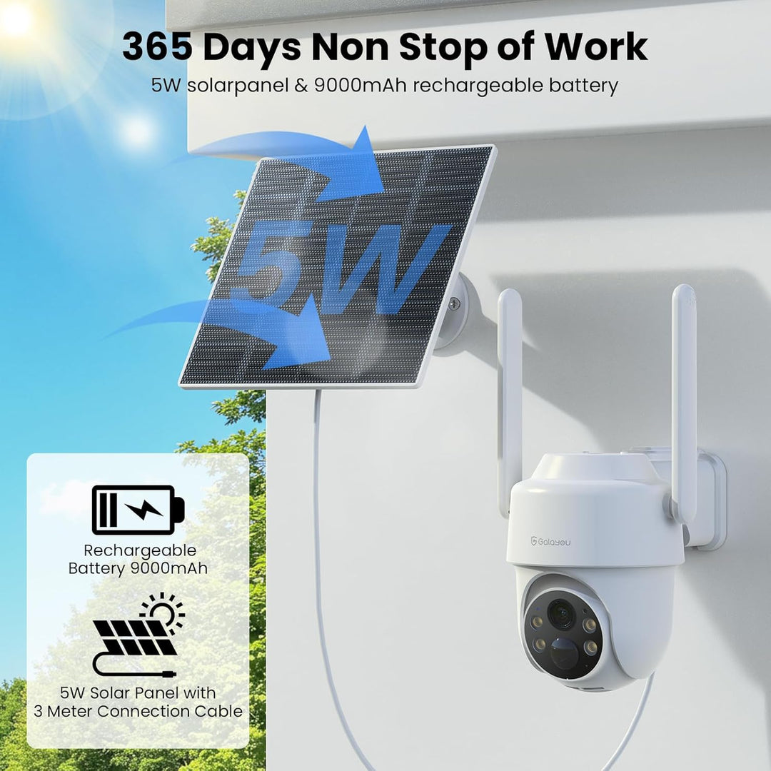 GALAYOU 4G LTE Überwachungskamera Aussen Akku Solar - 2K Kamera Überwachung Aussen mit SIM Karte, Oh