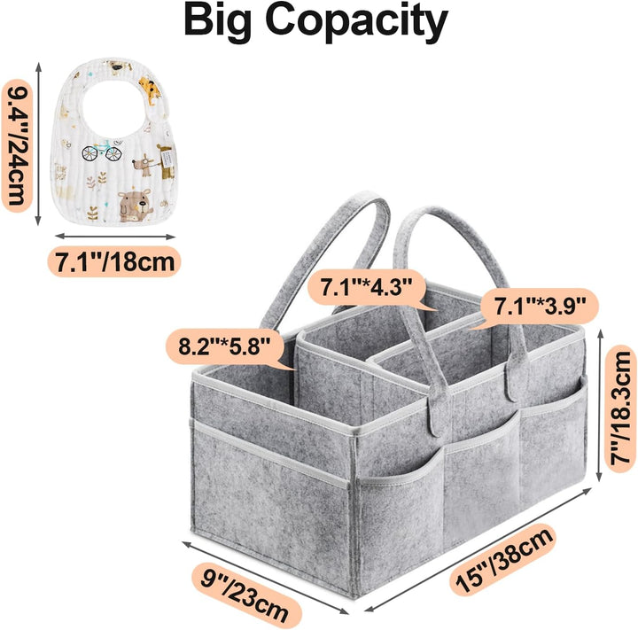 Esoes Wickeltasche Organizer mit Lätzchen Baby Windel Caddy Organizer Tragbarer filztasche mit fäche