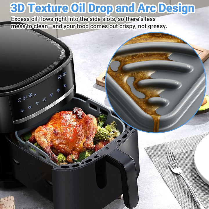 Alyvisun Silikonform für Heissluftfritteuse mit Öl Pinsel, 3 Stück Airfryer Silikonformen Wiederverw