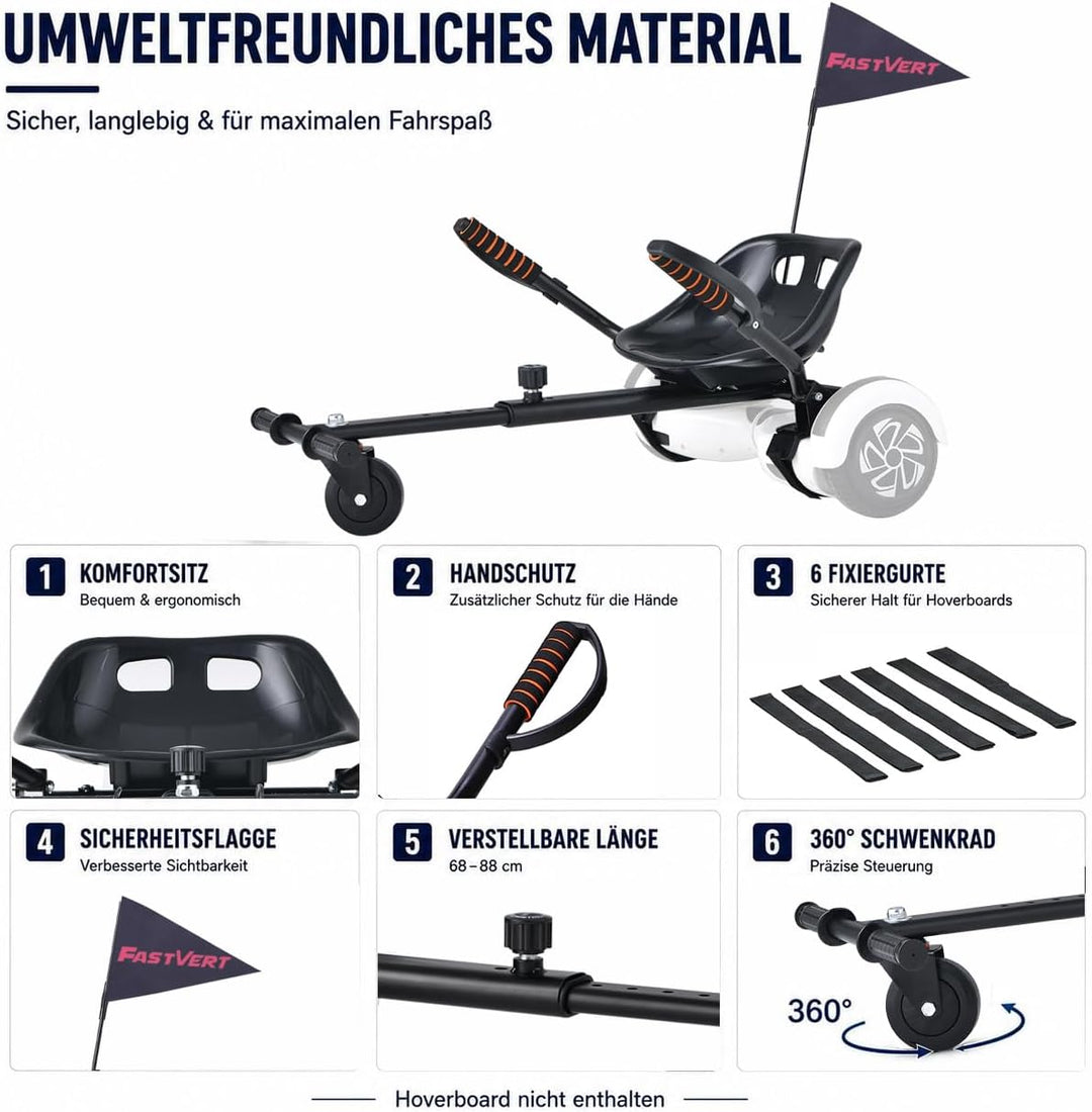 Fastvert Hoverboard Sitz Zubehör Verwandelt Ihr Hoverboard in einen Go Kart, so Macht das Treiben vi