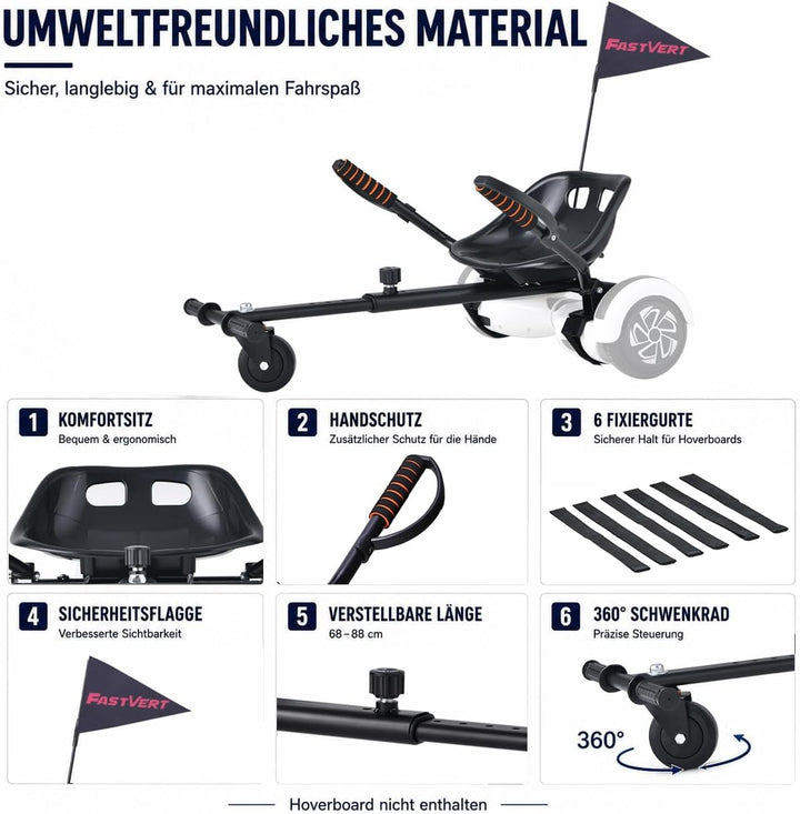 Fastvert Hoverboard Sitz Zubehör Verwandelt Ihr Hoverboard in einen Go Kart, so Macht das Treiben vi