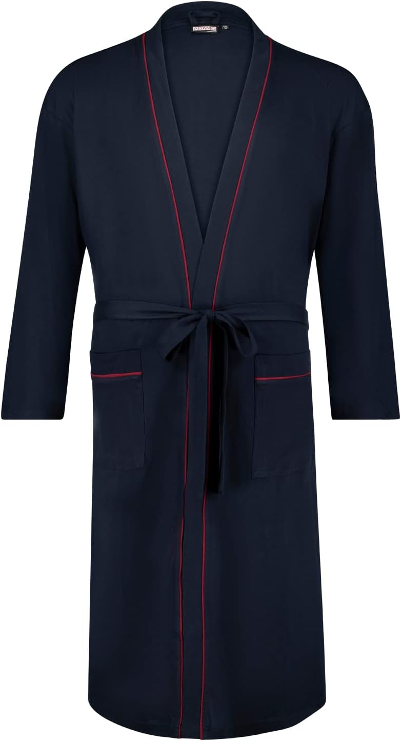 ADAMO Hausmantel, dunkelblau mit rot, XXL bis 10XL, Navy