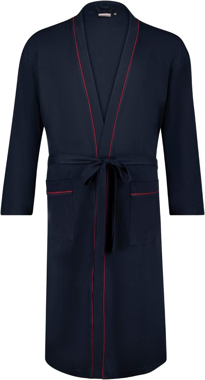 ADAMO Hausmantel, dunkelblau mit rot, XXL bis 10XL, Navy