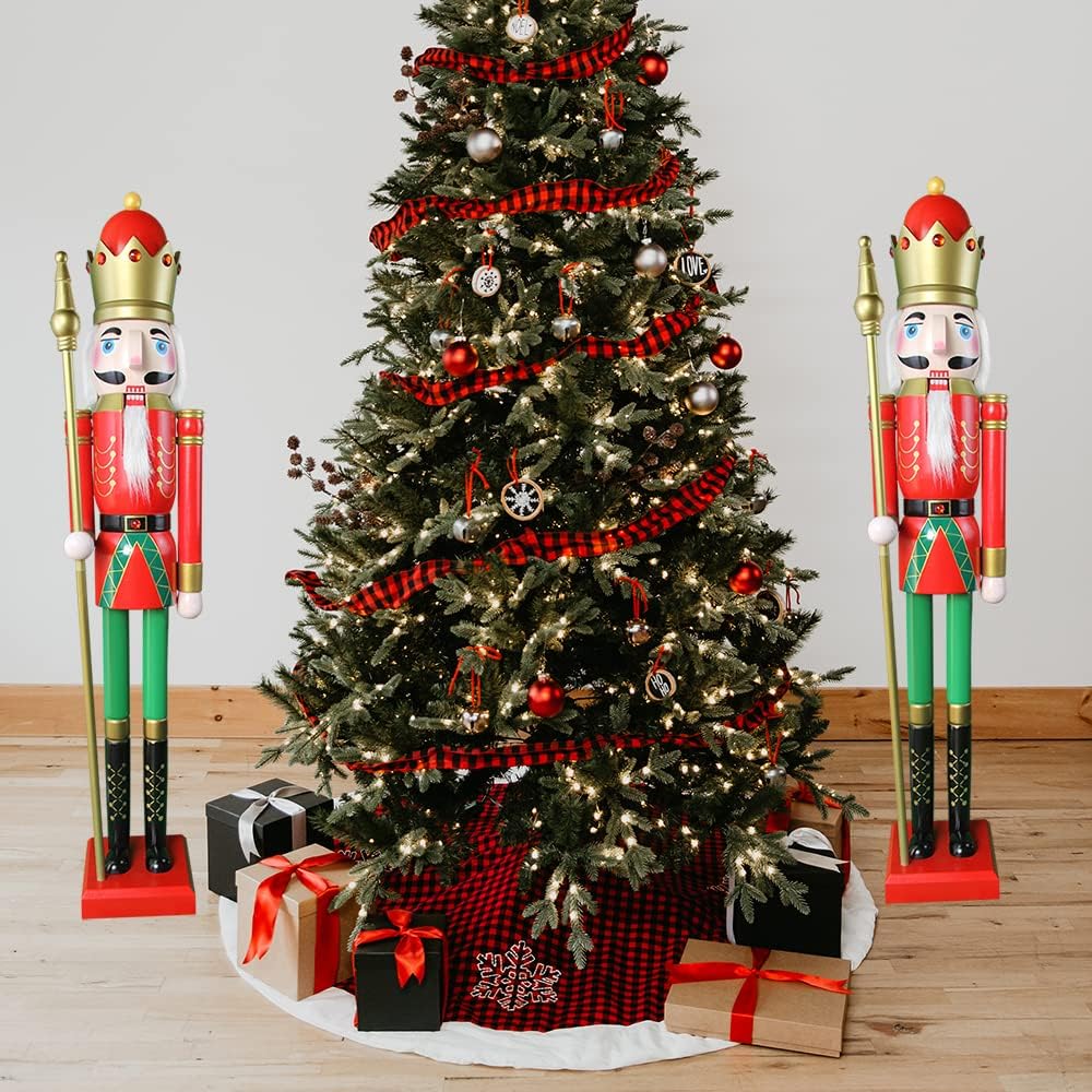 CDL 120cm hoch lebensgross gross rot Weihnachtsdekoration Holz Nussknacker König auf Ständer hält go