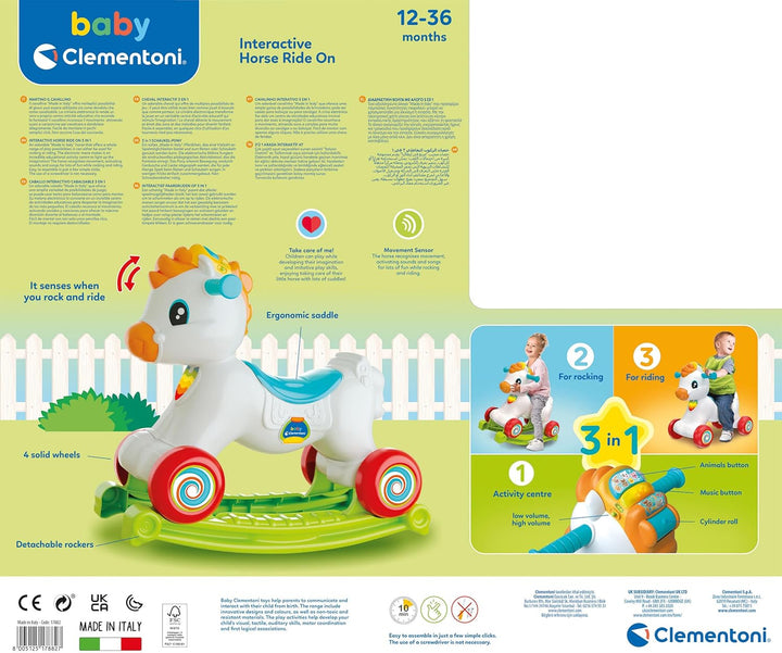 Baby Clementoni 3 in 1 Schaukel-Pony - Schaukelspielzeug für Babys &amp; Kleinkinder ab 12 Monaten - 178