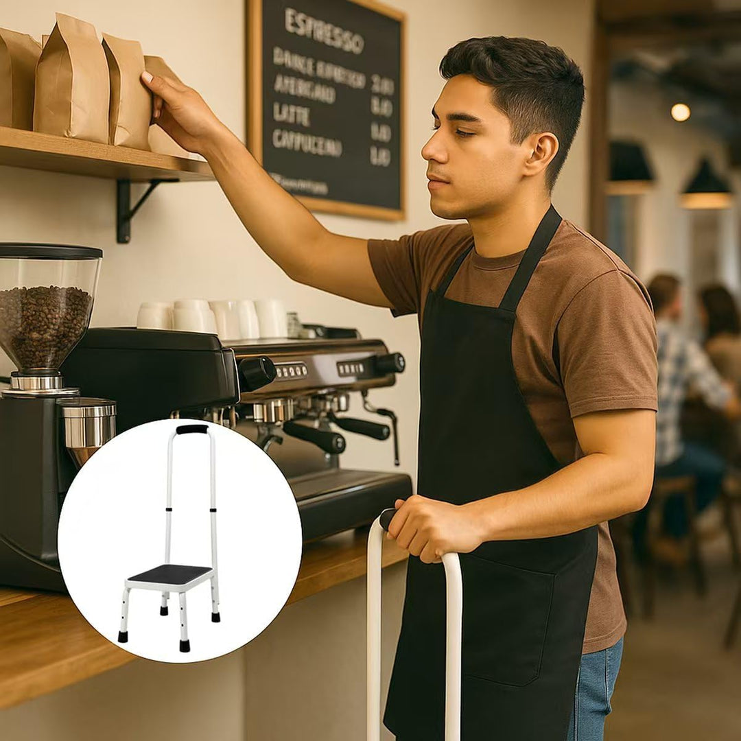 Sattiyrch Tritthocker mit Griff für Ederly, stabiler und leichter Hocker mit rutschfester Plattform,