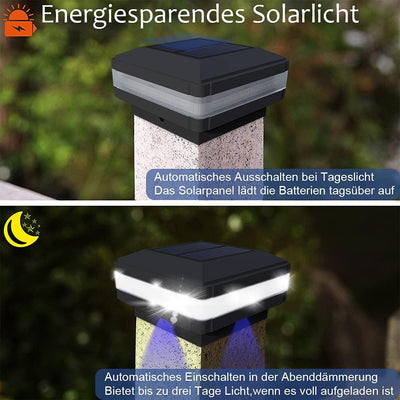 FVTLED 4er Solar Zaunbeleuchtung Pfostenkappe für Mehrere Grössen 7x7,8x8,9x9,10x10 Standardpfosten