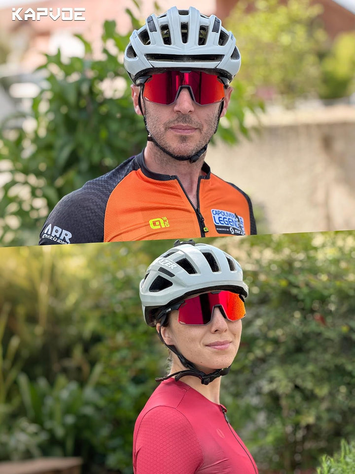 KAPVOE Fahrradbrille Herren Damen mit 3-stufig verstellbaren Bügeln K347 Grau-Rosasilber, Grau-Rosas