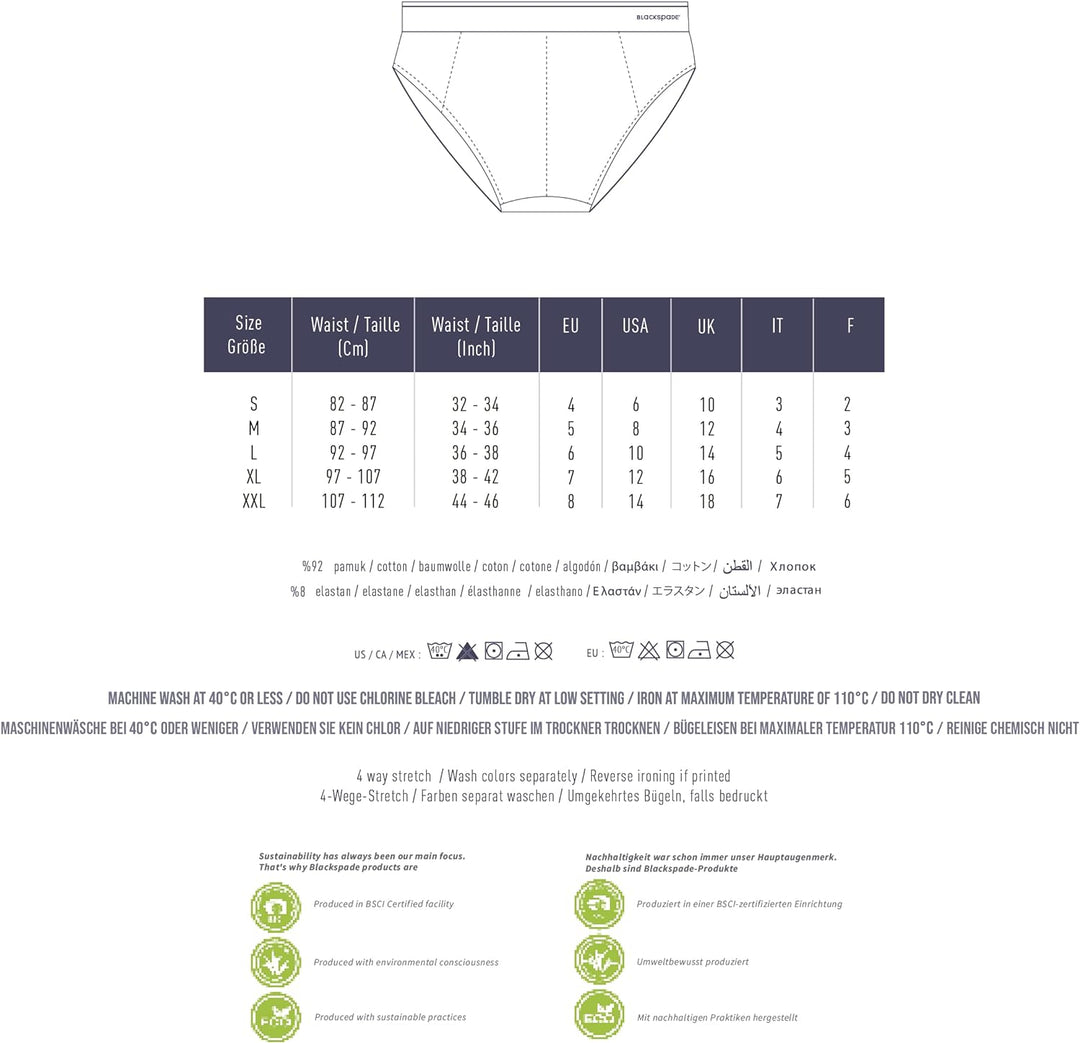 Blackspade Tender Cotton Lite Mens White Briefs 3 Pack M9672 Small