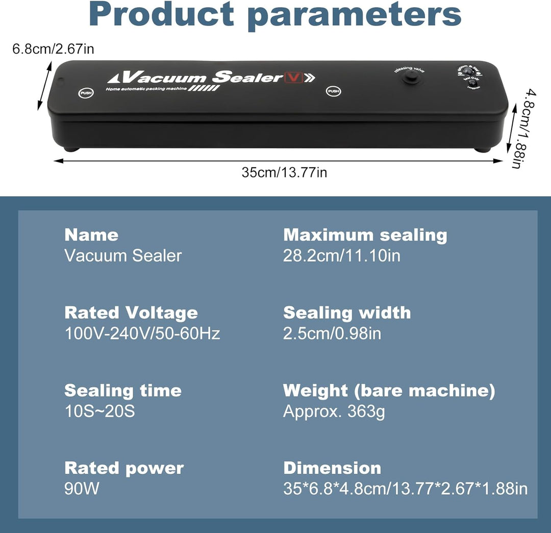 Vakuumierer, Lebensmittel bleiben vakuumiert bis zu 8x Länger Frisch, Folienschweissgerät für Trocke