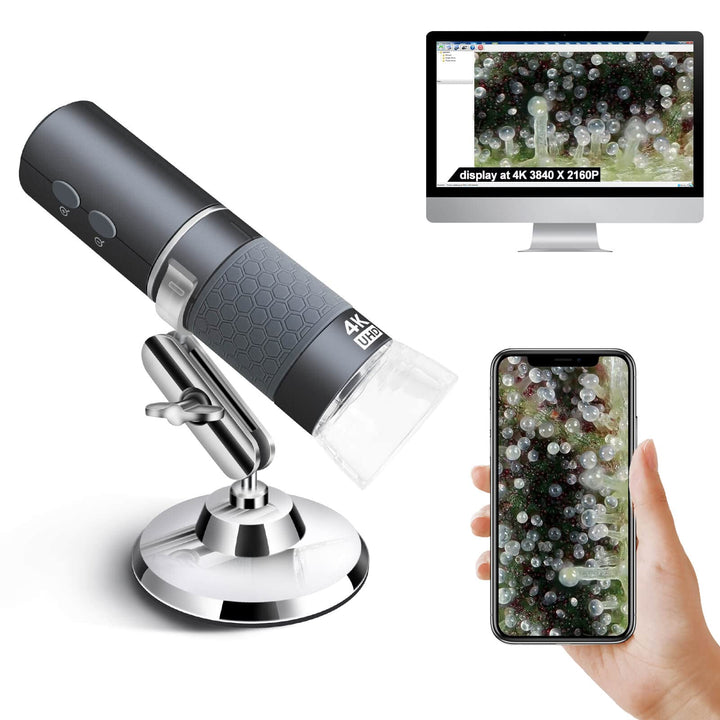Ninyoon 4K WiFi Mikroskop für iPhone Android, 50 bis 1000X USB Digital Mikroskop Wireless Super HD E