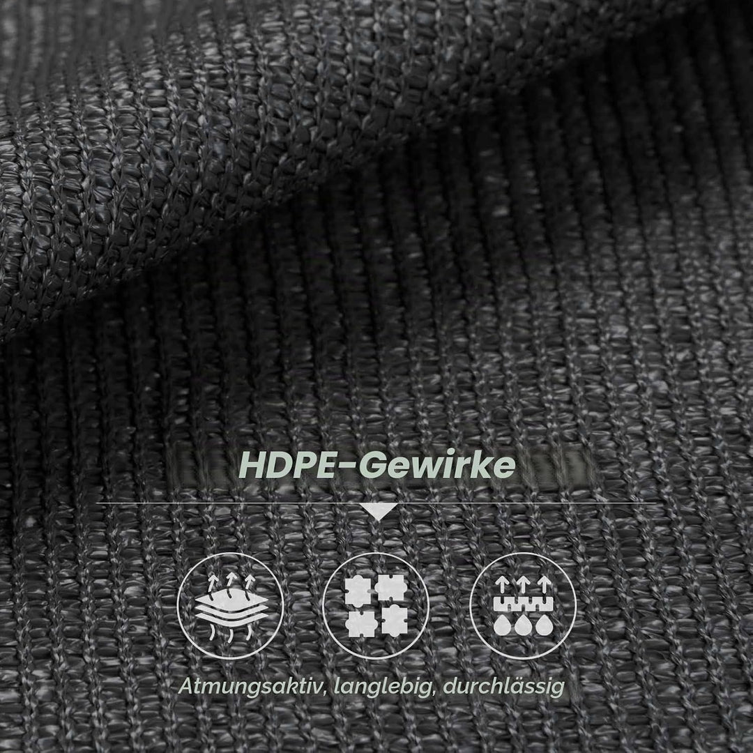 Sonnensegel 2x2m Viereckig HDPE UV Schutz Quadratisch Sonnenschutz Wetterbeständig Atmungsaktiv für