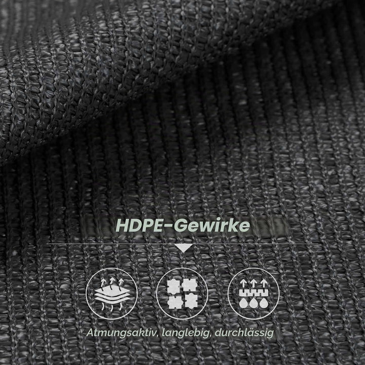 Sonnensegel 2x2m Viereckig HDPE UV Schutz Quadratisch Sonnenschutz Wetterbeständig Atmungsaktiv für