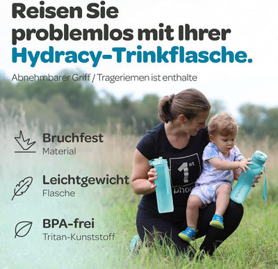 Hydracy Trinkflasche mit Fruchteinsatz - 500ml Wasserflasche - BPA-freie Trinkflasche mit Zeitmarkie