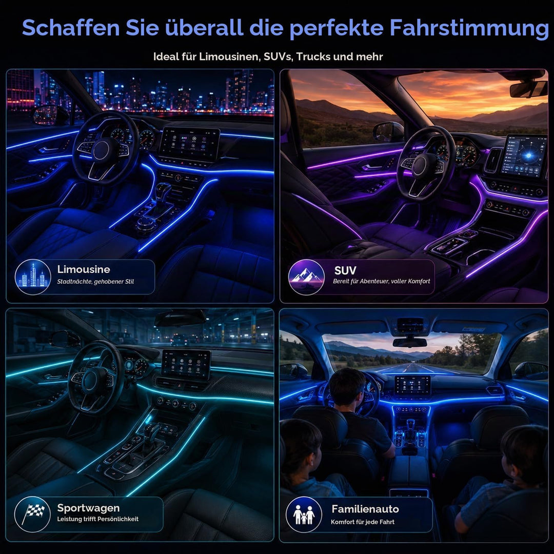 Sunshine smile Auto LED Innenbeleuchtung,6M/ 6 in 1 RGB Auto Innenraumbeleuchtung,12V Led Atmosphäre