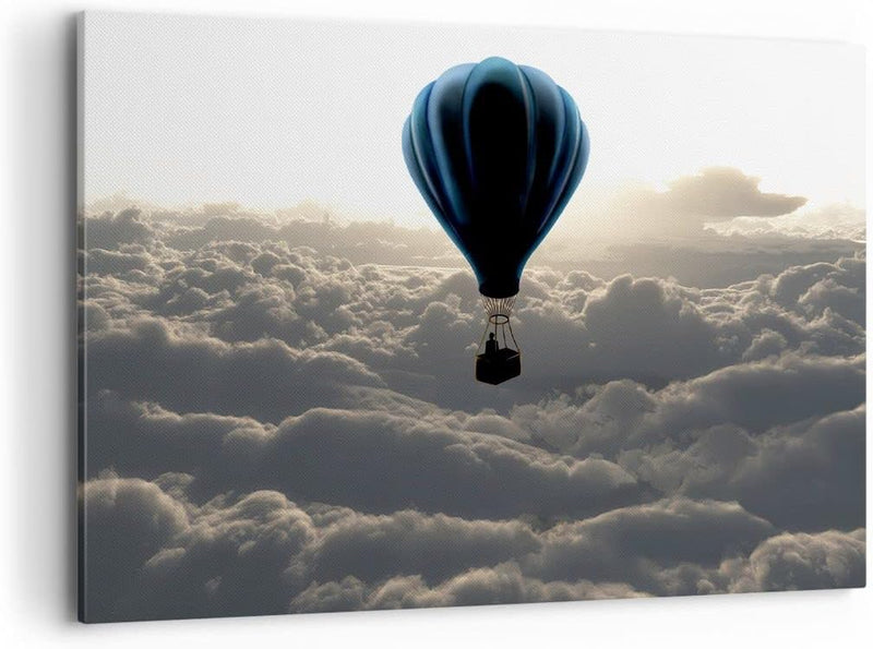 Bilder auf Leinwand 100x70cm Leinwandbild mit Rahmen Wolke Ballon Himmel Gross Wanddeko Bild Schlafz