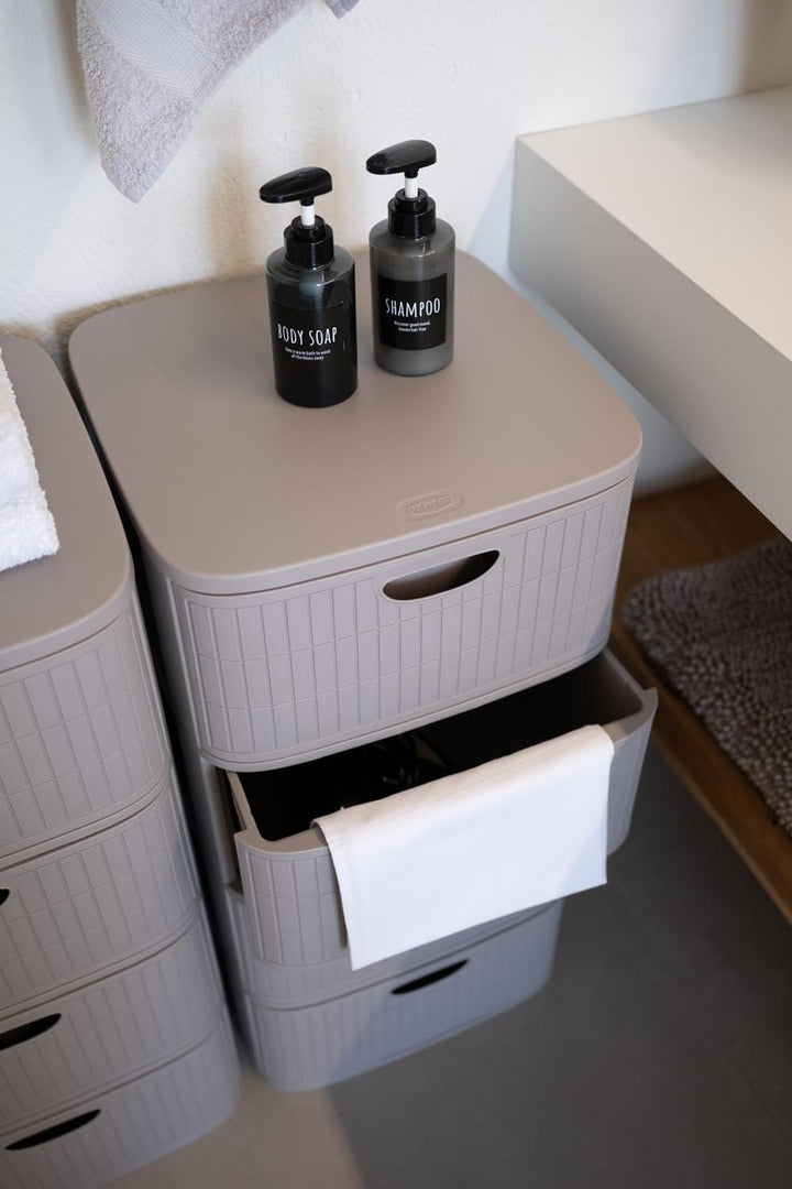 Kreher® XL Rollbarer Schubladenschrank Rollcontainer Nischenschrank aus Kunststoff in Rillen-Optik m