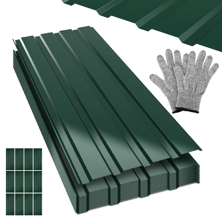24x Dachblech Trapezblech 115 x 45 cm - 12.42 m², Grün Grün 115×45cm / 24 Stück, Grün 115×45cm / 24