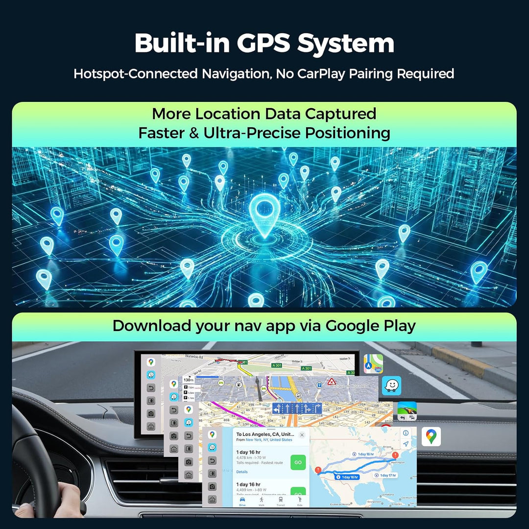 LAMTTO 11 Zoll Wireless CarPlay Android Auto Display mit Gemini AI Android 15 Autoradio 8-Kern 4+64G