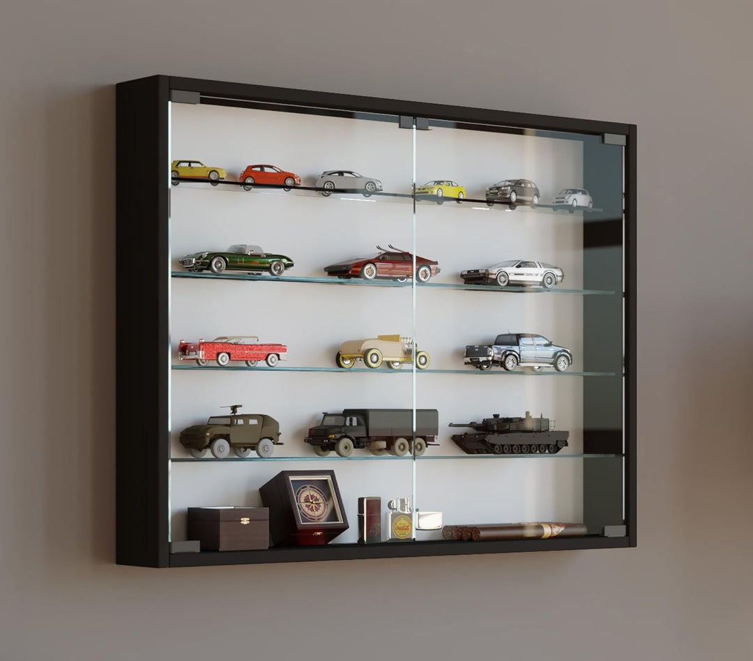 VCM 912950 Vitrine Sammelvitrine Wandvitrine Wand Schrank Regal Hängeregal Hängevitrine Holz Schwarz