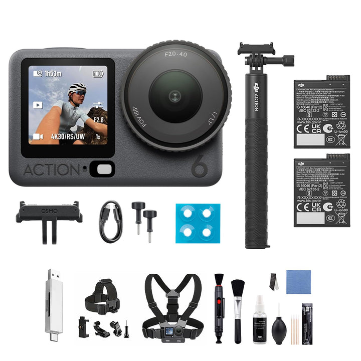 DJI Osmo Action 6 Capture More Combo Vielseitiges Zubehör, 8K Action Cam mit 1/1,1″ Quadratsensor, V