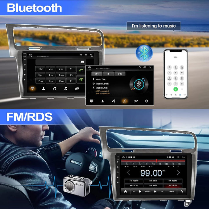 CAMECHO Android 11 Autoradio für VW Golf 7 2013 2014 2015 2016 2017 2018,Doppel Din Radio 10 Zoll Bi