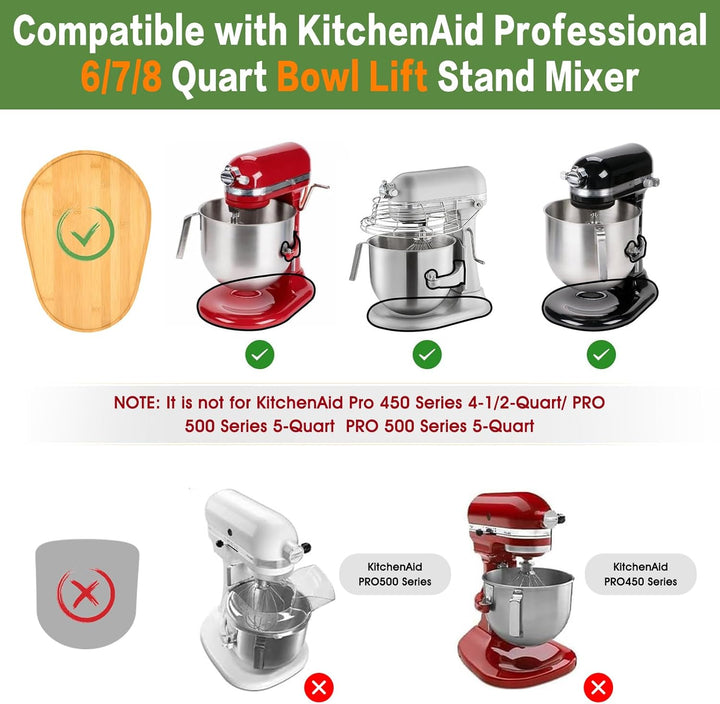 Bamboo Mixer Schieber kompatibel mit Kitchen Aid 6/7/8 Quart Bowl-Lift Stand Mixer, KN256WW Küche At