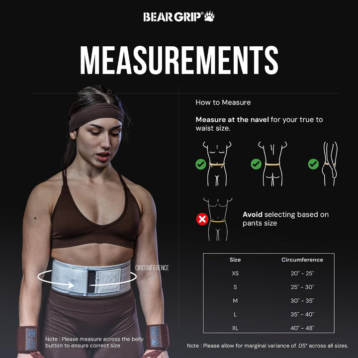 BEAR GRIP Selbstsichernder Gewichthebergürtel - Kreuzheben, Bodybuilding, Kniebeugen &amp; Powerlifting