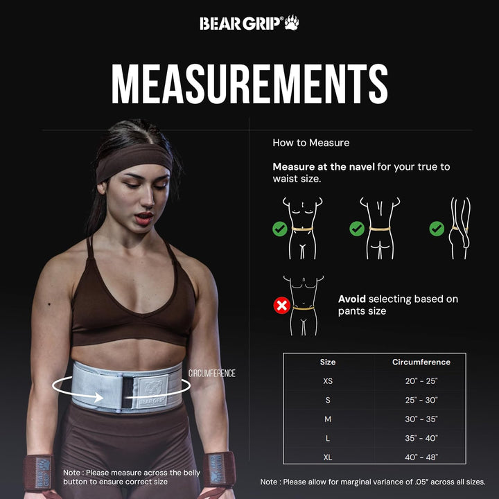 BEAR GRIP - Selbstverriegelnder Gewichthebergürtel, Premium Gewichthebergürtel für Crossfit, Powerli