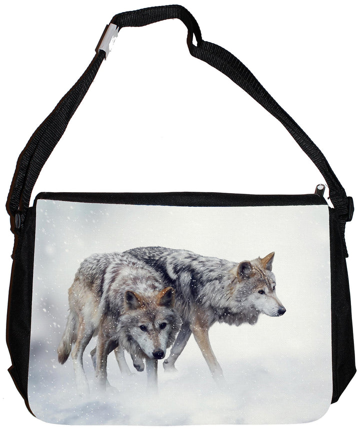 Merchandise for Fans Schultertasche - 38x28x8cm, 8,5 Liter, schwarz Motiv: Wolf/Grauwolf/Polarwolf/E