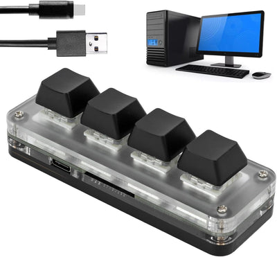 Gaming-Tastatur mit 4 Tasten Mechanische Tastatur Typ C zu USB-Schnittstelle Programmierung Schwarze