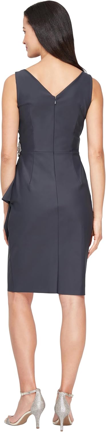 Alex Damen Schlankheits-kurzes Gerüschtes Kleid mit Rüschen (Zierlich und Normal) Cocktailkleid (1er