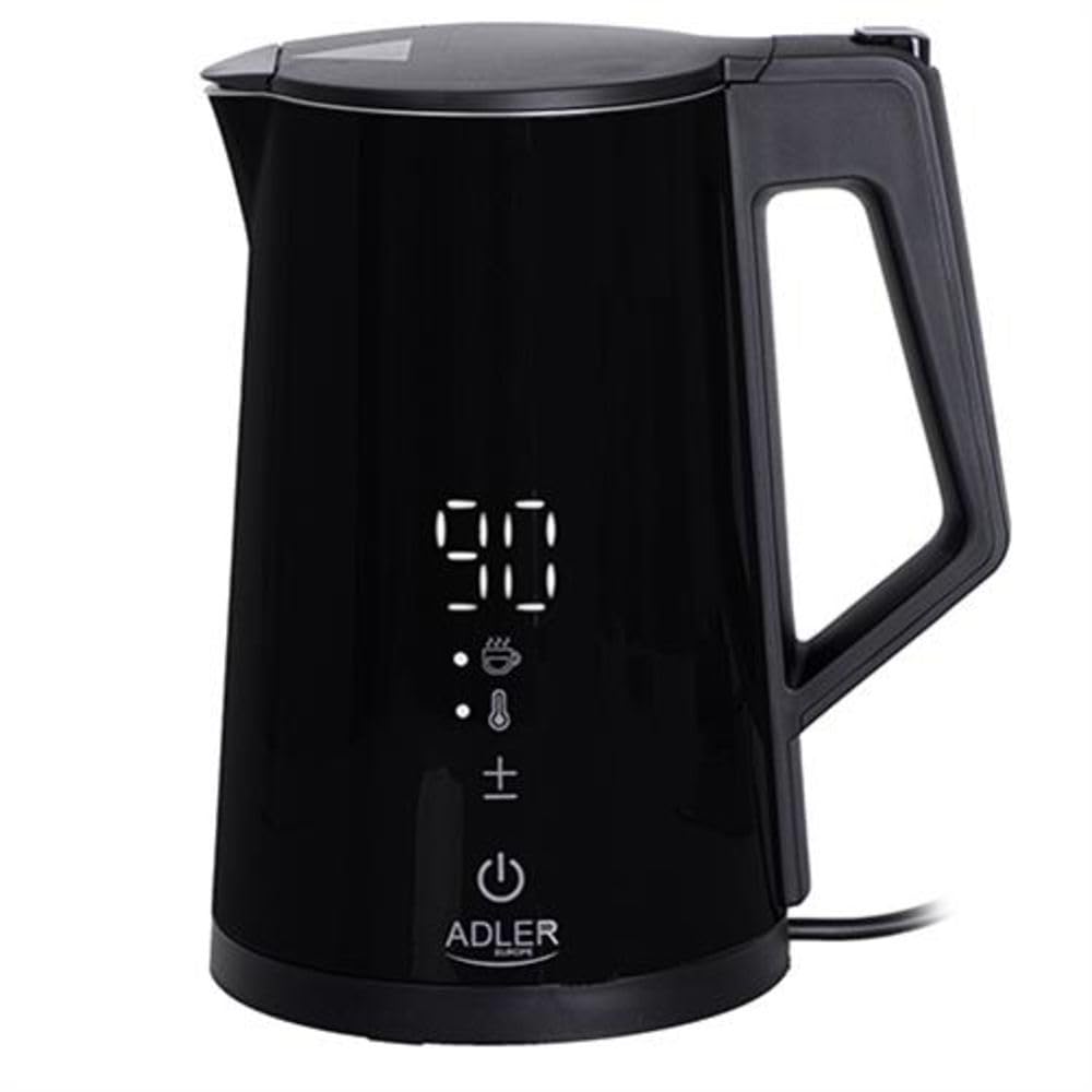 Adler AD 1345 elektrischer Wasserkocher aus Edelstahl 1,7 l schwarz LED Anzeige 1.7 Liter Schwarz, 1