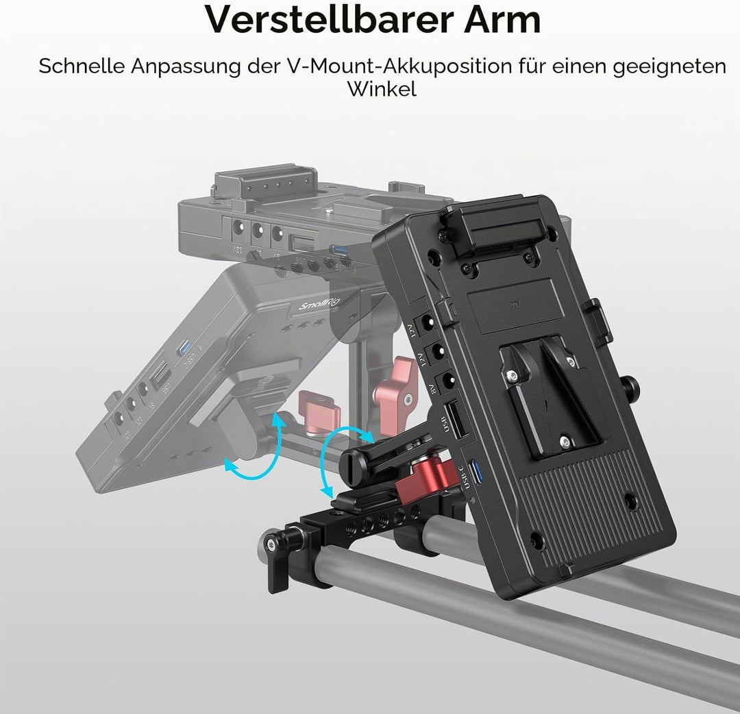 SMALLRIG V Mount Battery Adapter Plate, Adapterplatte Versorgungsverteiler mit 15mm Stangenklemme un