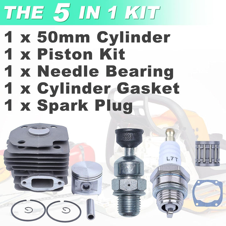 Adefol Nikasil überzogen 50mm Zylinder Kolben Nadellager Dichtung Kit Für Husqvarna 365 371 372 XP 3