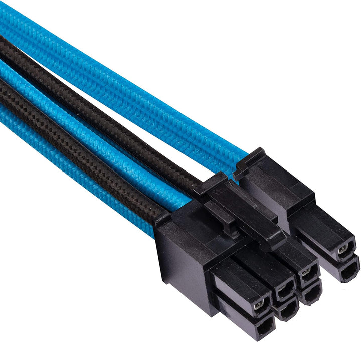 Corsair Premium Sleeved Netzteil 6+2 pin-Polig-PCIe-Single-Kabel Typ4 (Generation 4-Serie) Blau/Schw