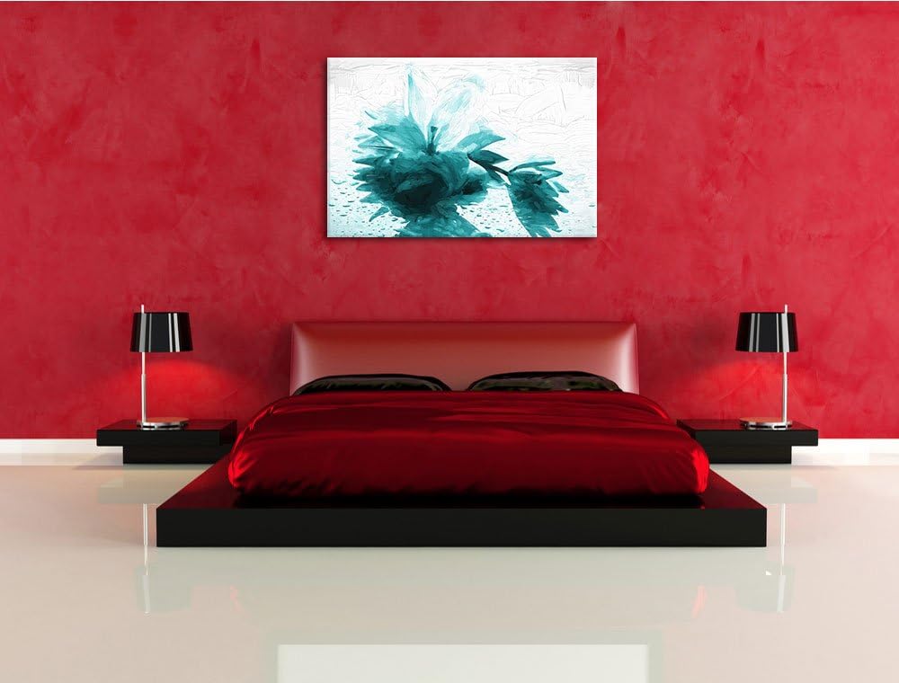 Düstere Lilie mit Zen Steinen Deluxe Format: 100x70 cm auf Leinwand, XXL riesige Bilder fertig gerah