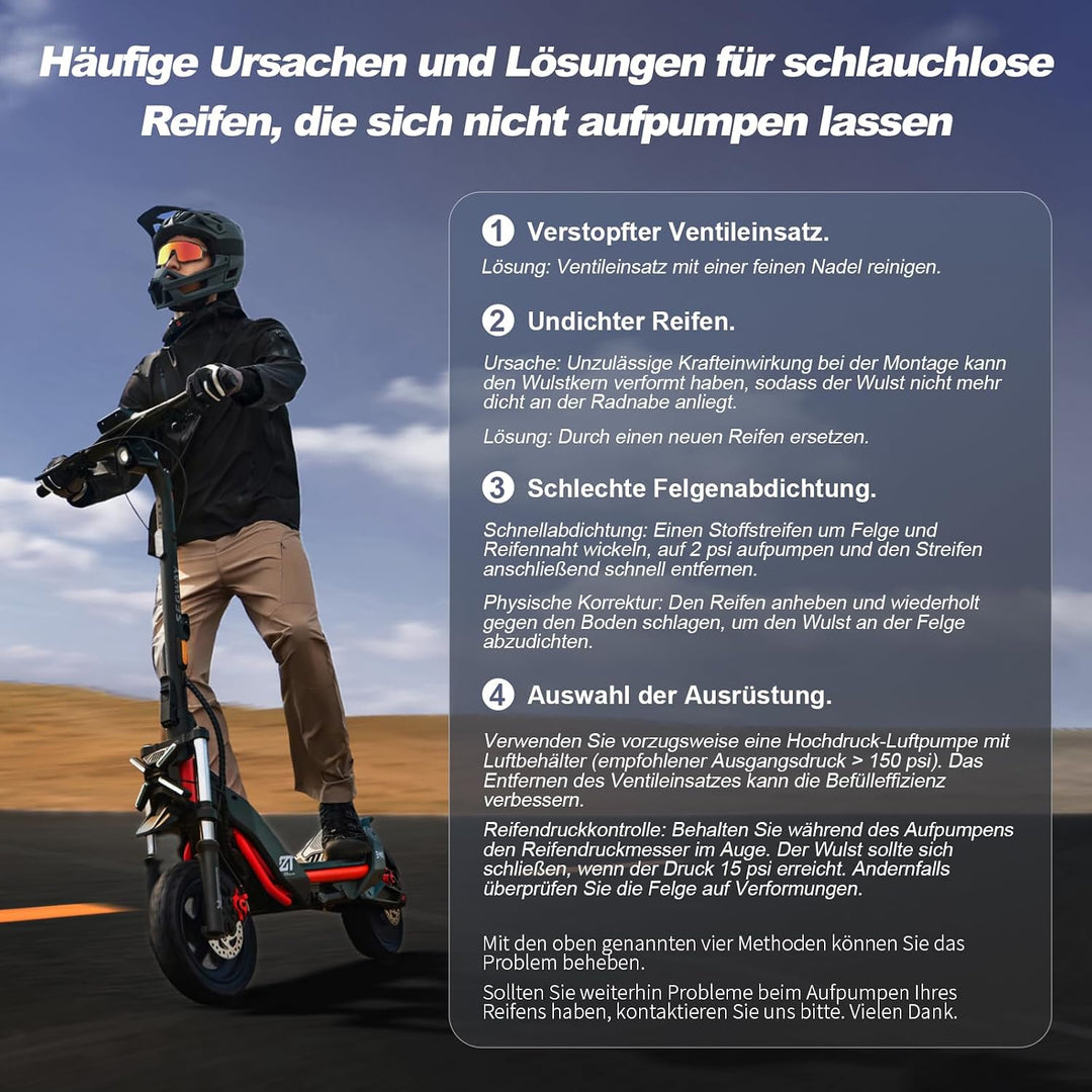 VOLOHAS 70/60-7,5 Schlauchloser Reifen für Segway ZT3 Pro/ProE/ProD, 11 Zoll Tubeless Reifen, Verdic
