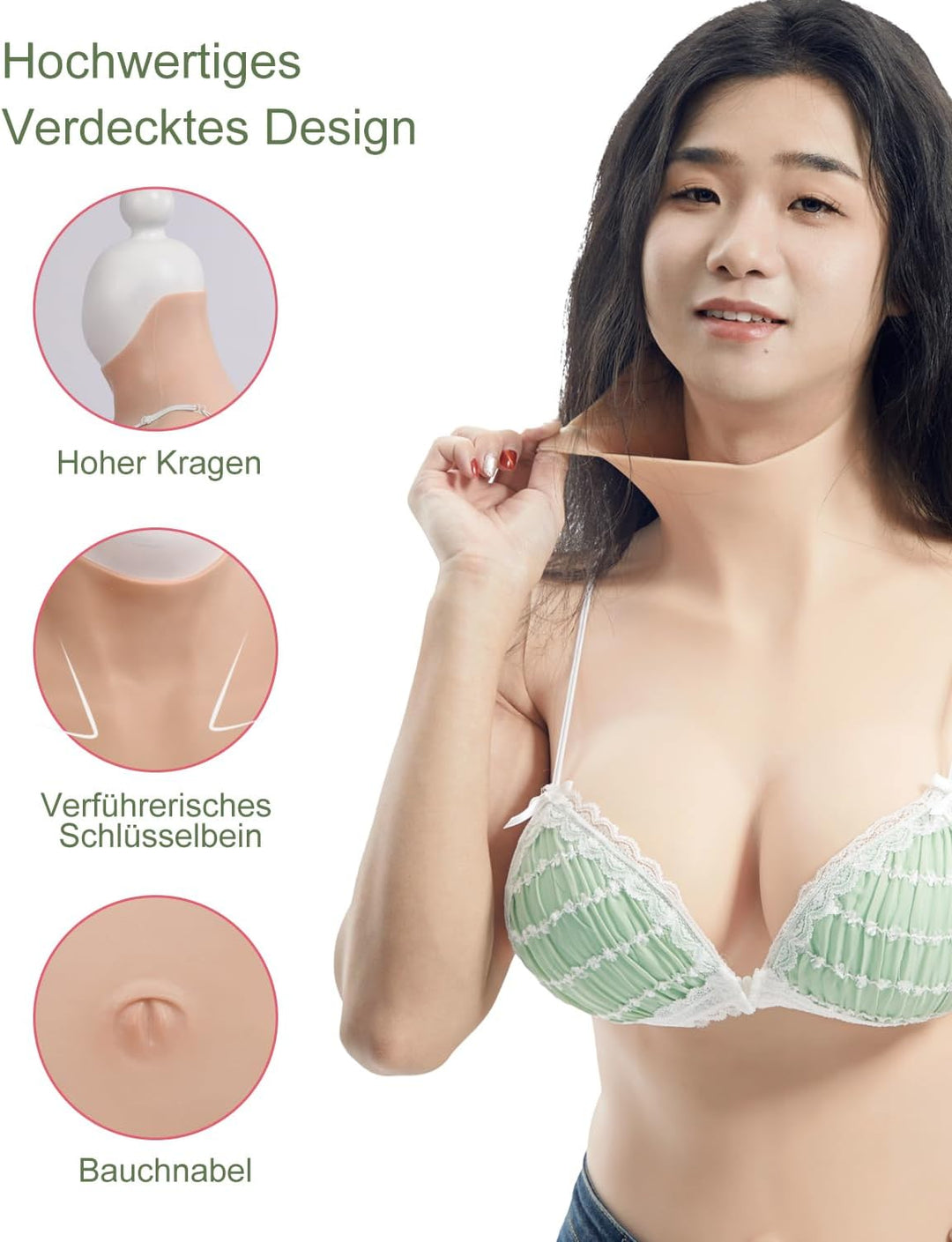 Peikey Silikon Brüste, [Halbe Körperabdeckung] Künstliche Brüste mit Geeignete BH, Realistisch Silik