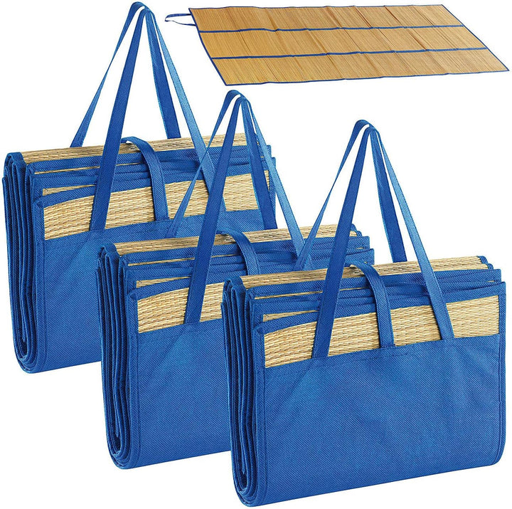 Bastmatten: 3er-Set Faltbare Bast-Strandmatten mit Tragegriffen, 180 x 90 cm (Badematte Bast, kompak