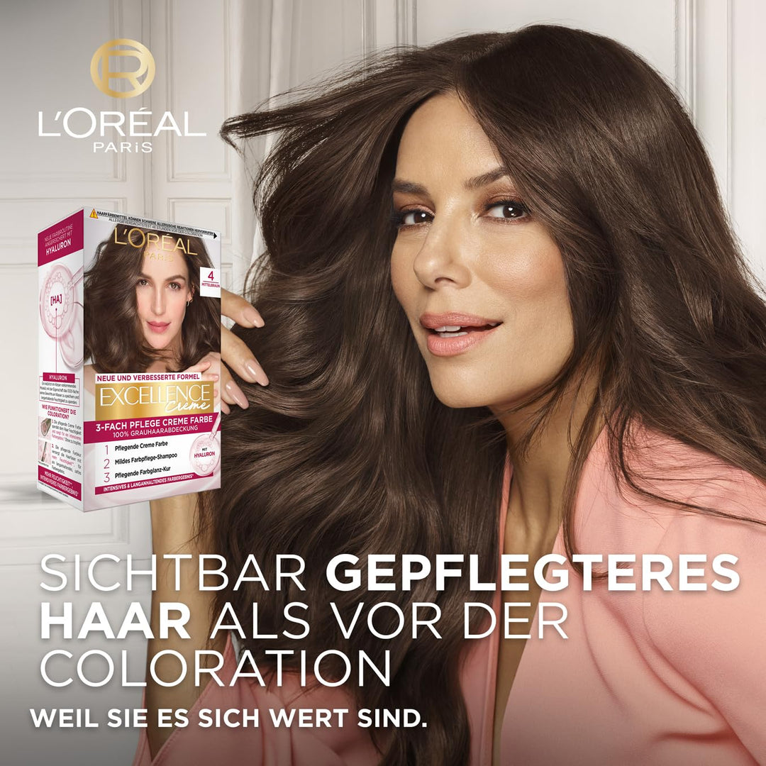 L'Oréal Paris Permanente Haarfarbe, 100% Grauhaarabdeckung, Haarfärbeset mit Coloration, Shampoo und