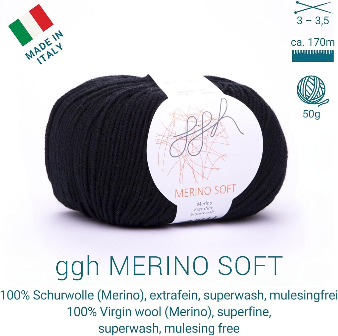 ggh Merino Soft Box | 6x50g (insgesamt 300g) Merinowolle zum Stricken | Lauflänge 170m/50g | Farbe 0