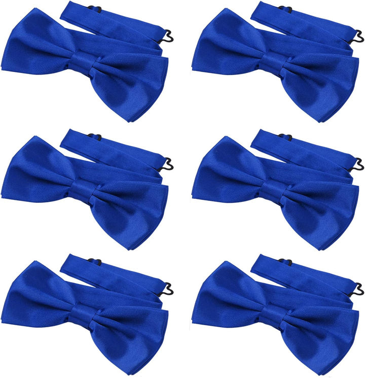 DonDon 6er Set Herren Fliege 12 x 6 cm gebunden und längenverstellbar Blau, Blau