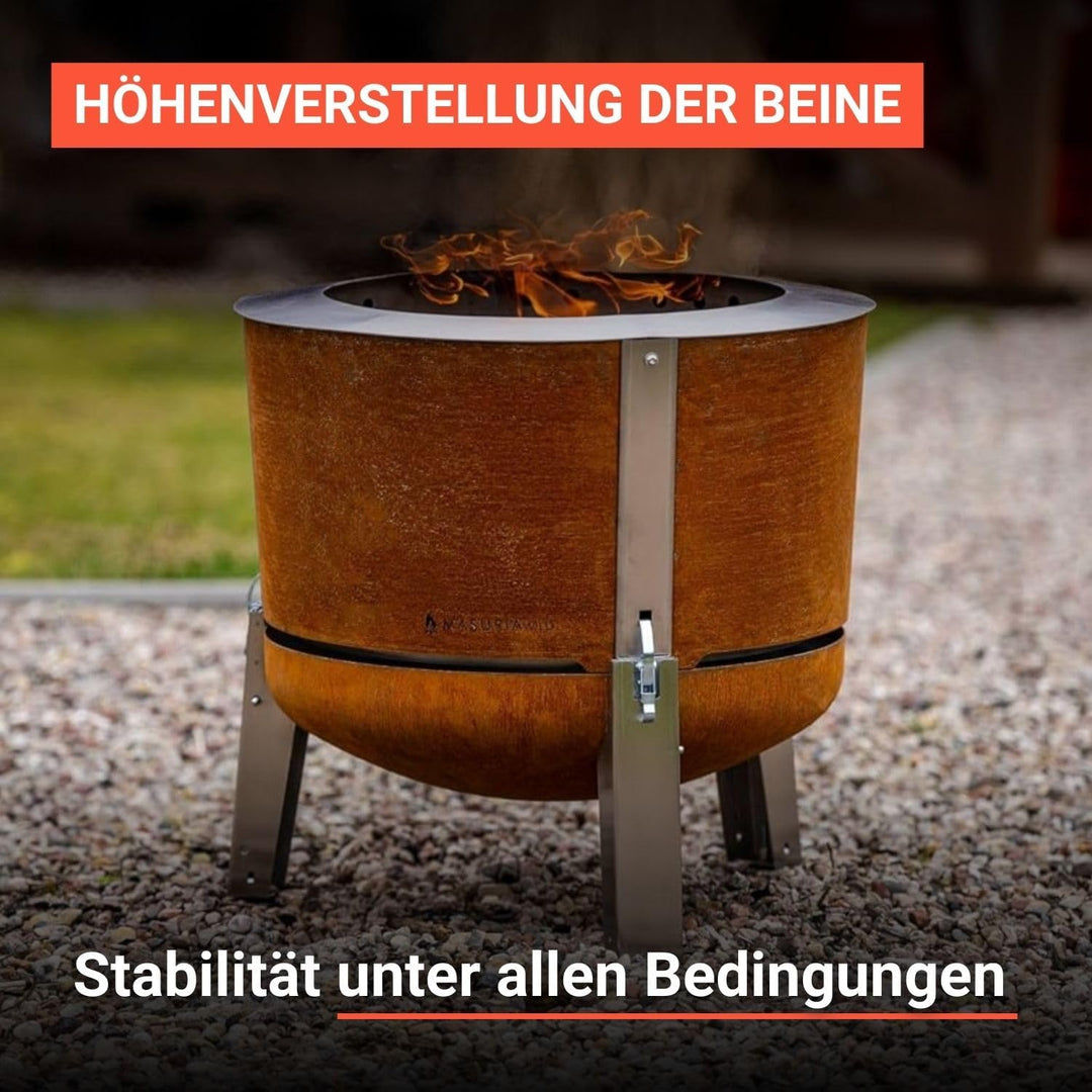 Masuria Rauchfreie Feuerschale 60cm⌀ Alpha 600 - Patentierte Rauchreduzierung bis zu 95% - Hergestel