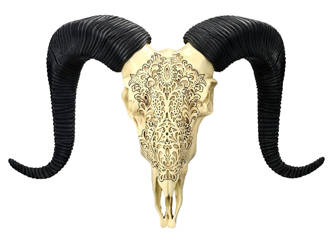 Pacific Giftware Wandrelief Widderschädel gross 49 cm | Western Deko Totenschädel Wand Trophäe Stier
