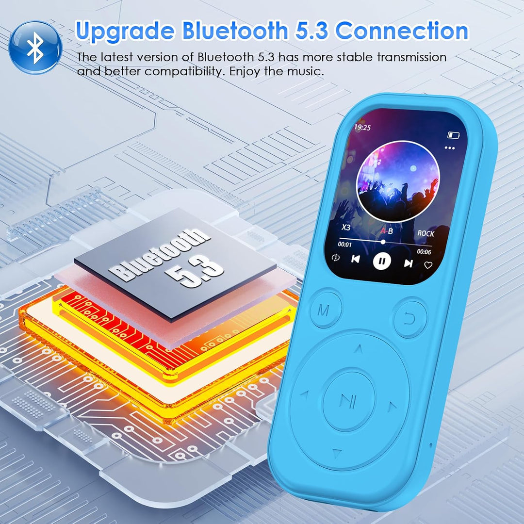 Olycism 64 GB MP3 Player mit Bluetooth 5.3 tragbarer Musik-Player mit HiFi-Klangqualität und FM-Radi