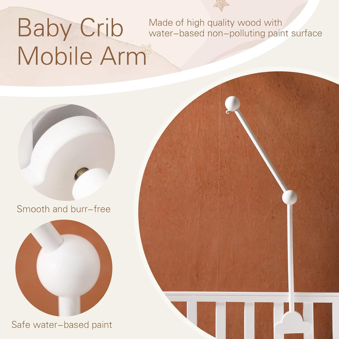 Promise Babe Baby Mobile Halterung Holz Weiss Wolken Design für Babybett,Kinderzimmer Wickeltisch La